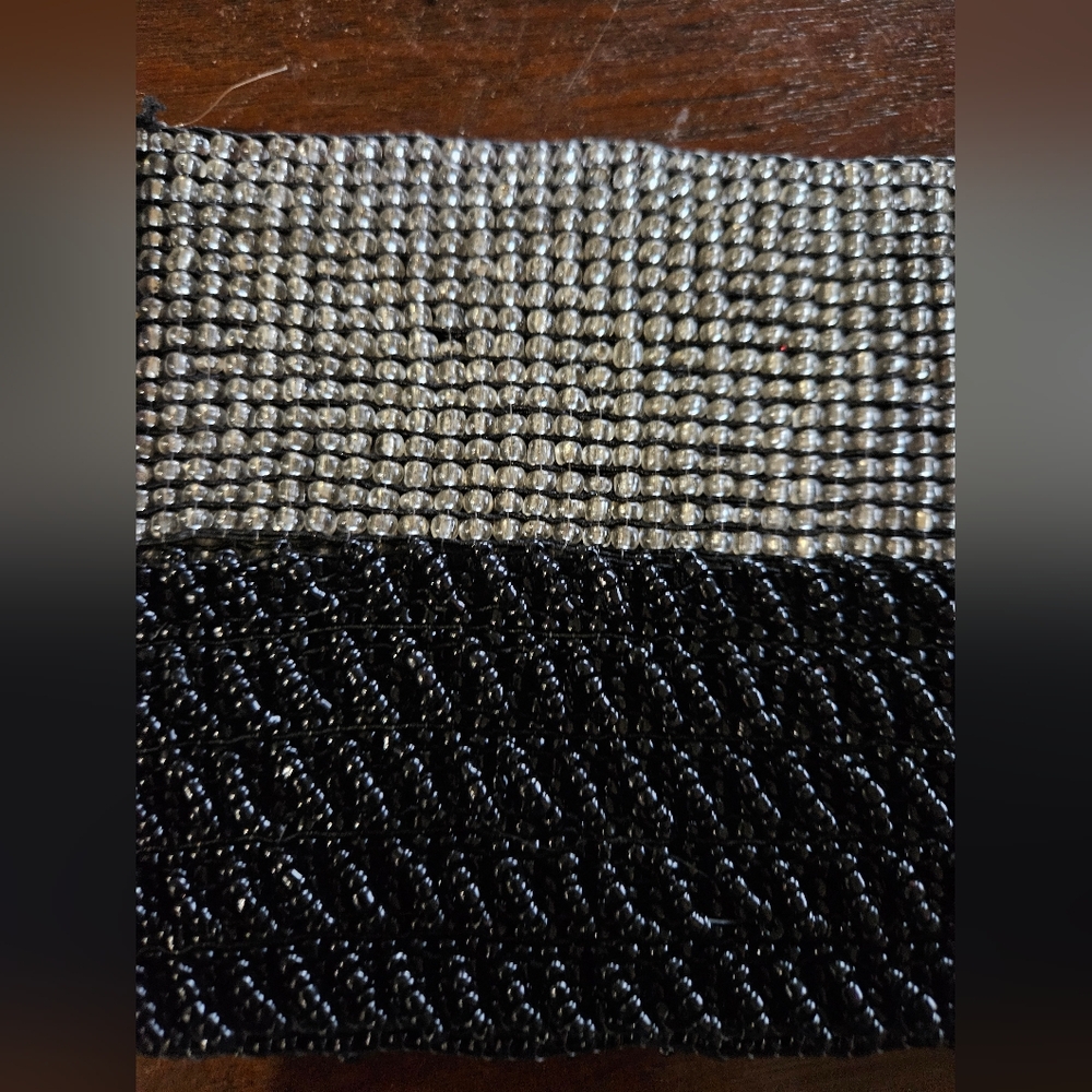 Two (2) Beaded Stretch Belts from Bali. Black & Silver - Picture 3 of 5